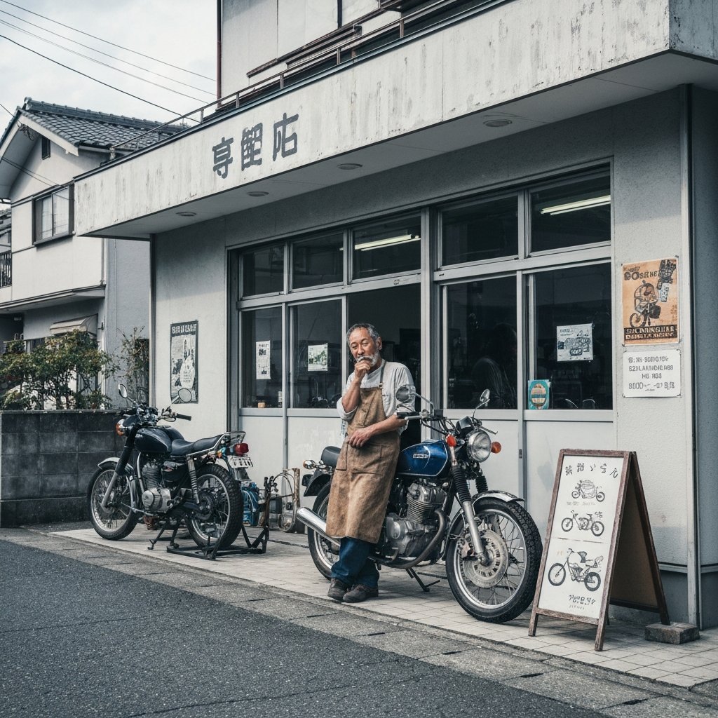 自転車修理の様子